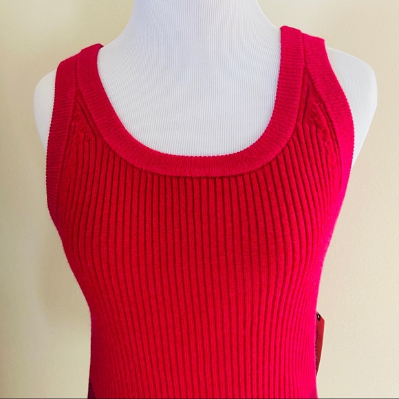 New Anthropologie magenta textured knit tank top ribbed - Picture 7 of 12